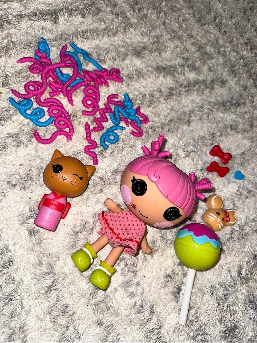 Lalaloopsy Littles Silly Hair Doll Lot with Pet Mouse & Lollipop Accessory